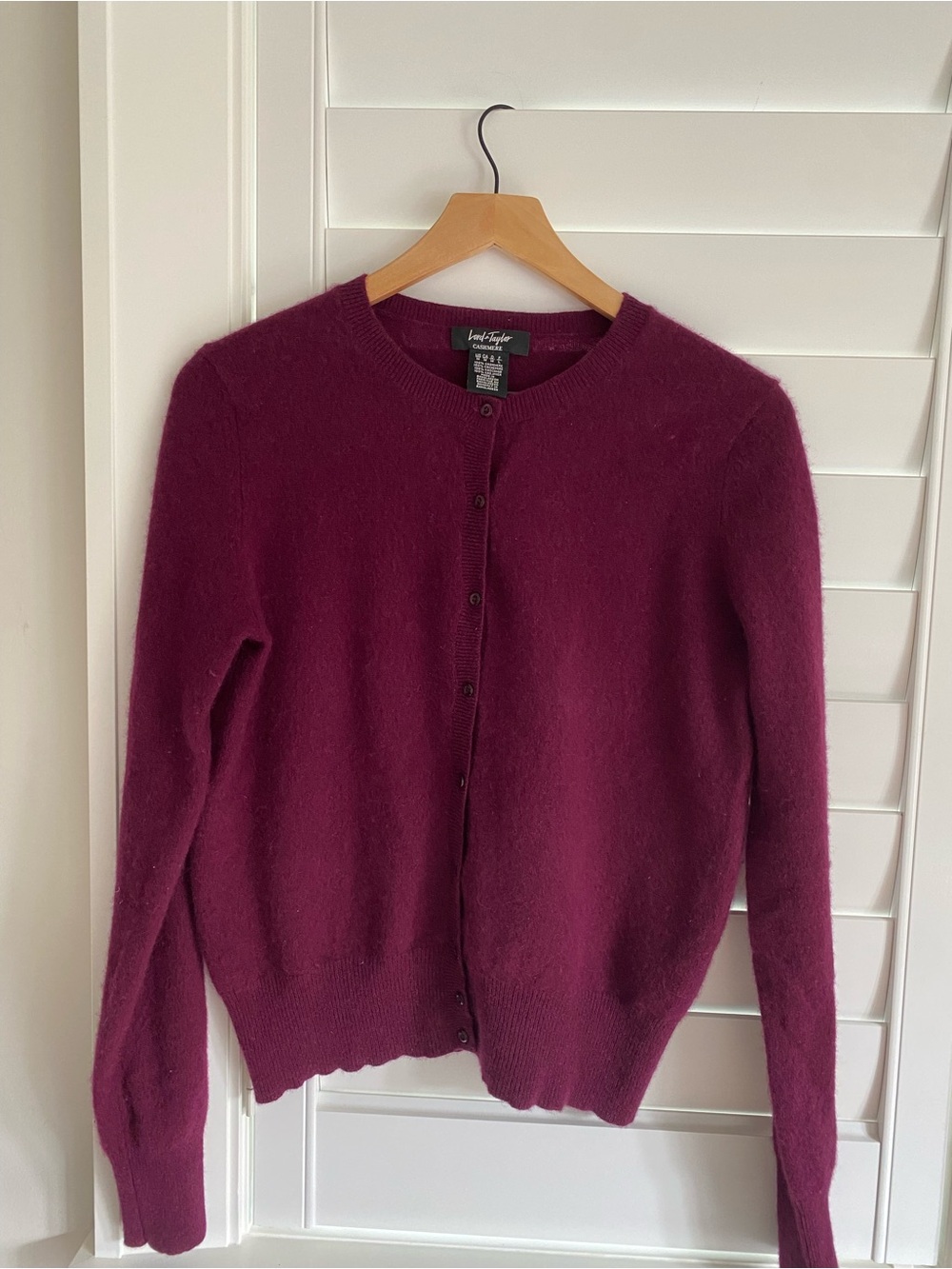 Lord Taylor Women's 100 Percent Cashmere Cardigan Sweater - Deep Berry Medium
